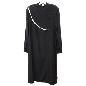 VTG Richezza 100% Silk Button Down Shirt Midi Dress Party Cocktail Size 14